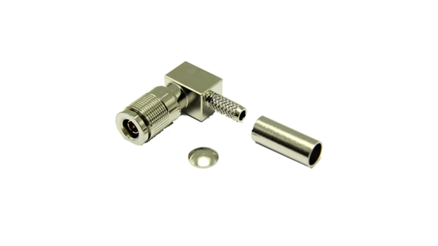 Interface Connectors, Plug Cable Mount BT54 Connector, 75Ω, Crimp Termination, Right Angle Body