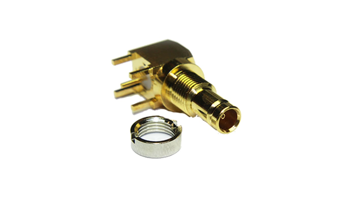 Conector coaxial COAX Connectors 52-468-D36, Hembra, Ángulo de 90° , Impedancia 75Ω, Montaje en PCB, Terminación de