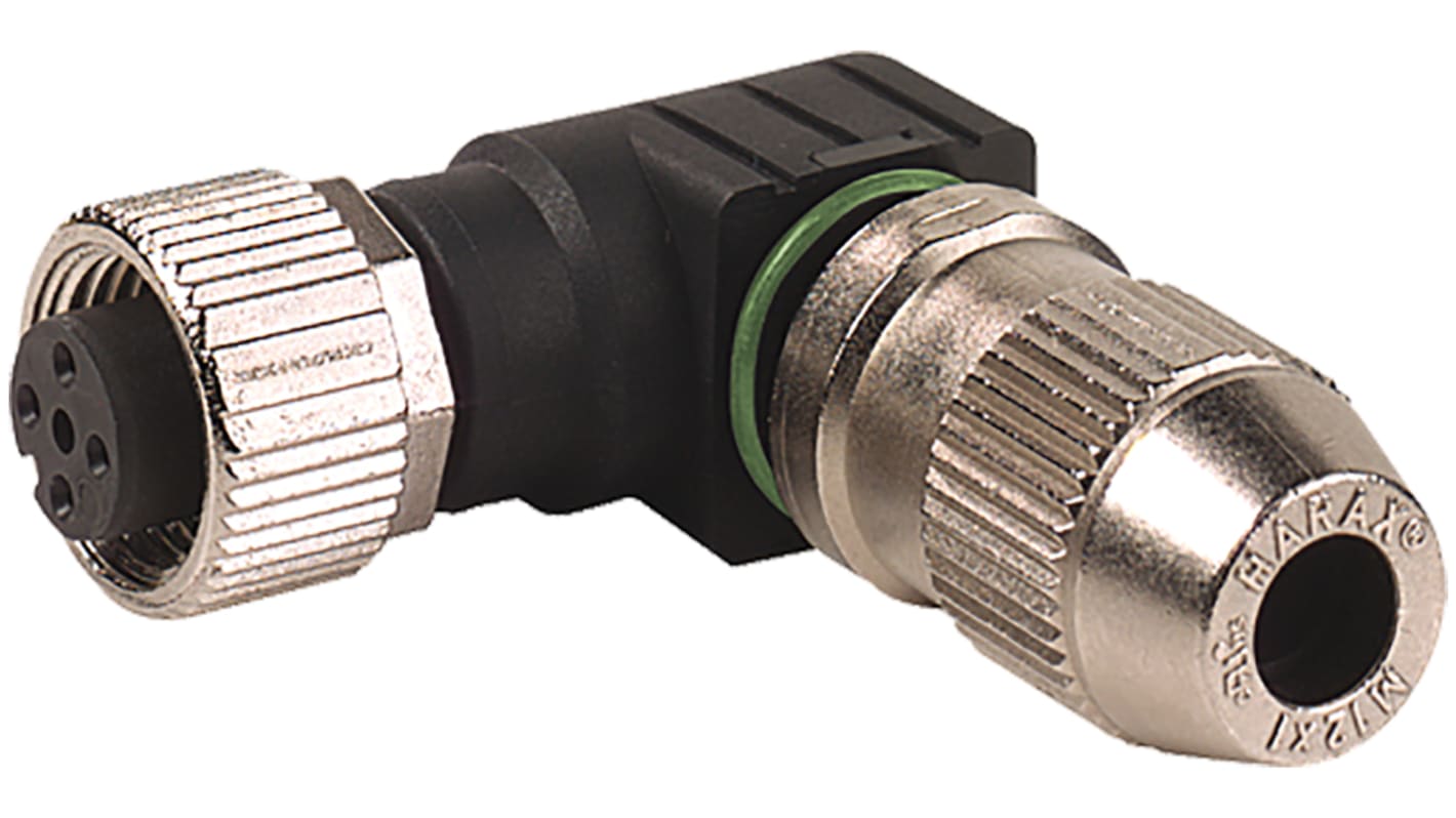 Conector circular Murrelektronik Limited hembra Ángulo de 90° serie 7000 de 4 vías hembra, montaje aéreo, IP67