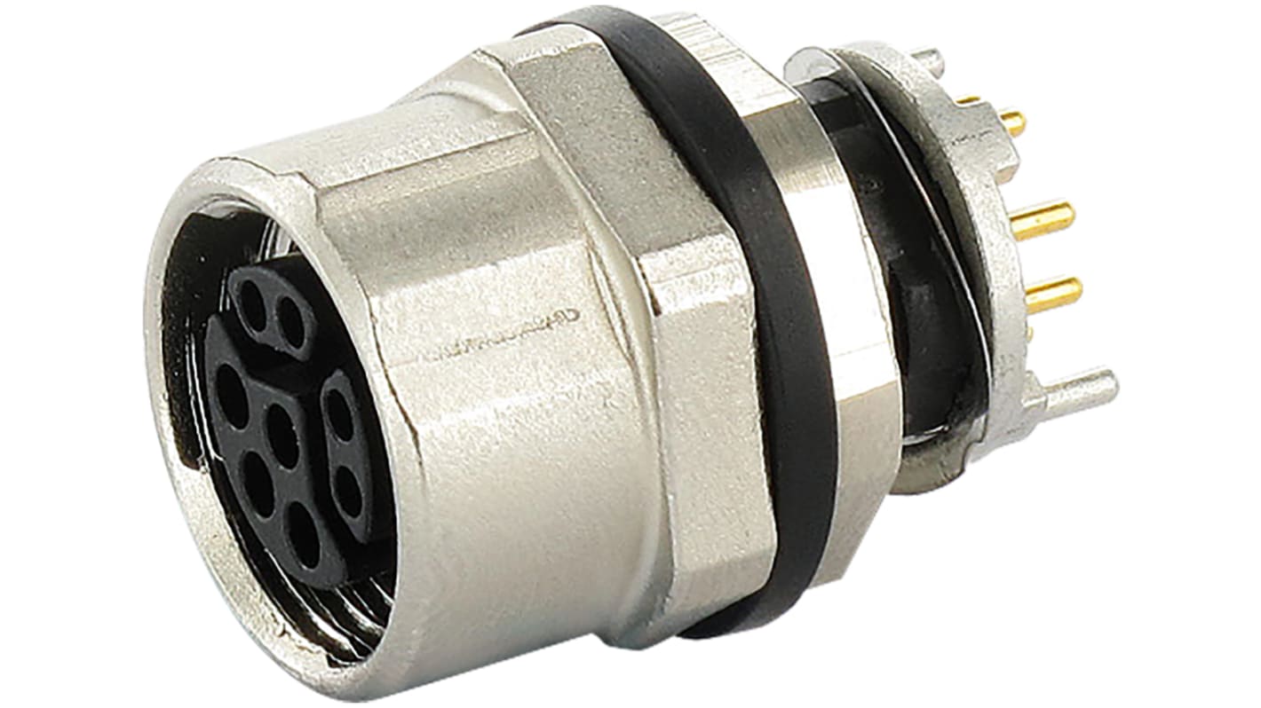 Murrelektronik Circular Connector, 8 Contacts, Bulkhead Mount, M12 Connector, Socket, Female, IP67, 7000 Series