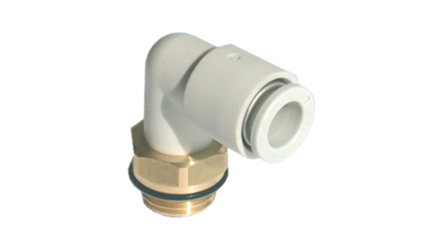 SMC KQ2 Series Elbow Threaded Adaptor, G 3/8 Male to Push In 10 mm, Threaded-to-Tube Connection Style