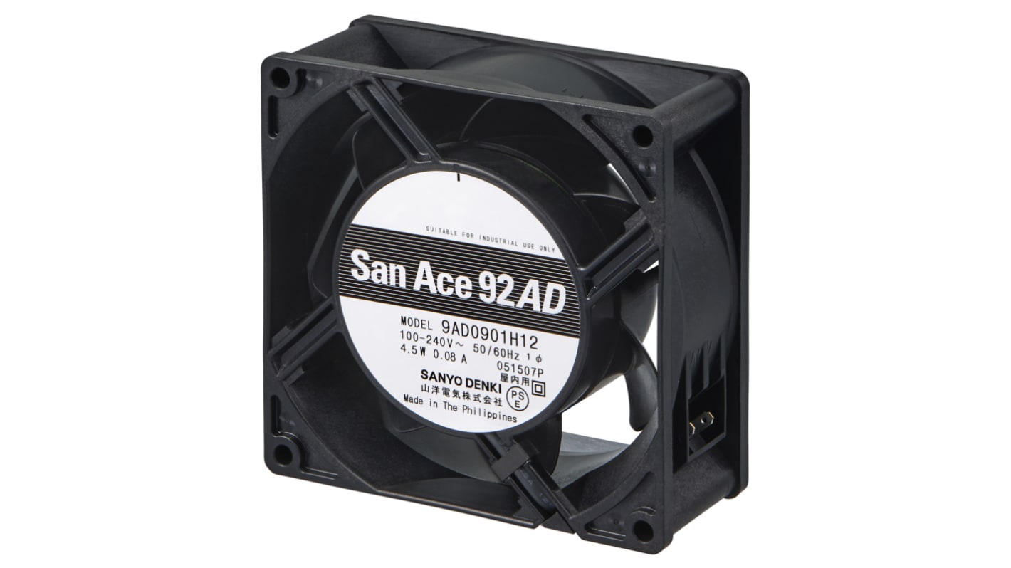 Ventilador Axial Sanyo Denki San Ace 9AD de 92 x 92 x 38mm, 100 → 240 Vac, 4.5W, 3850rpm, caudal 90m³/h, 40dB