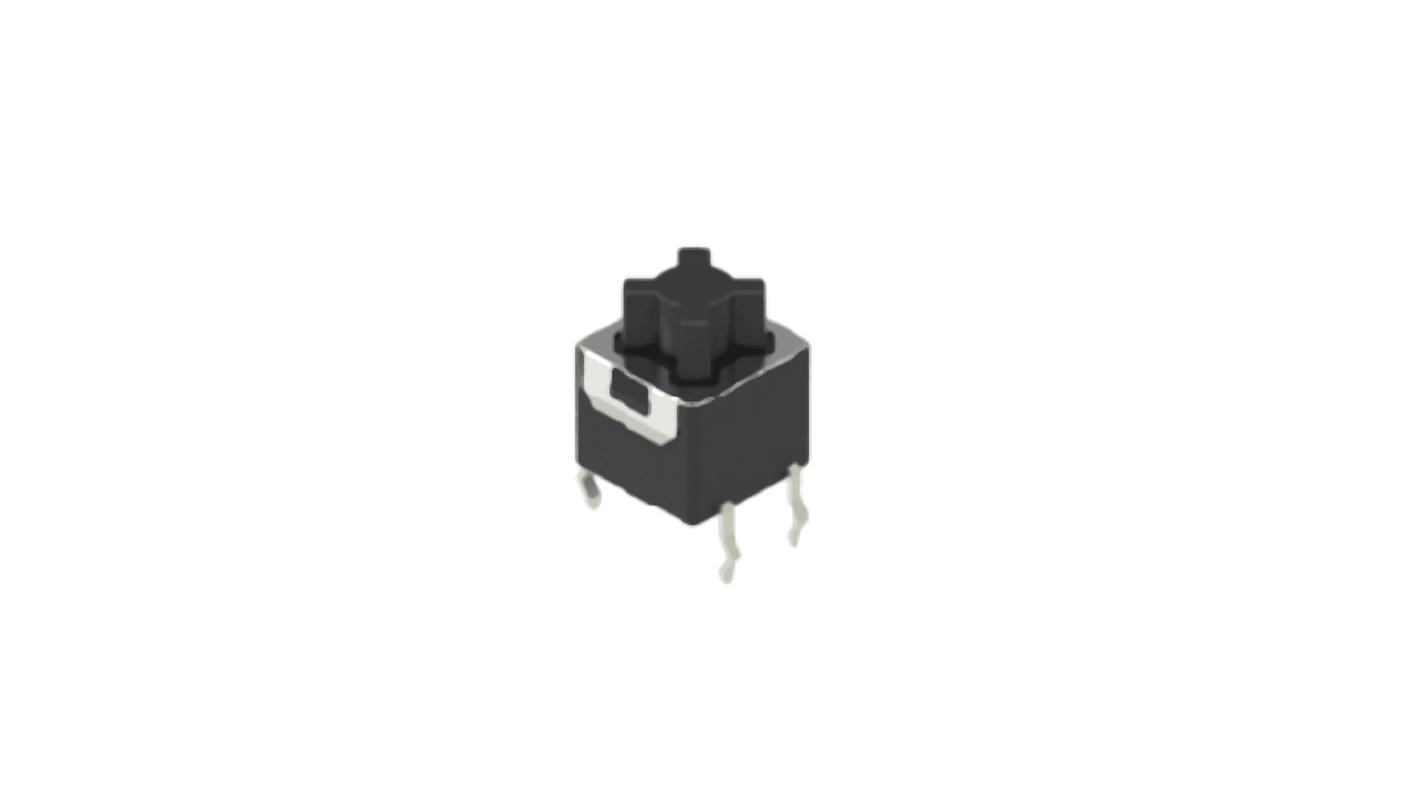 Black Button Tactile Switch, SPST 5 mA 3.2mm Snap-In