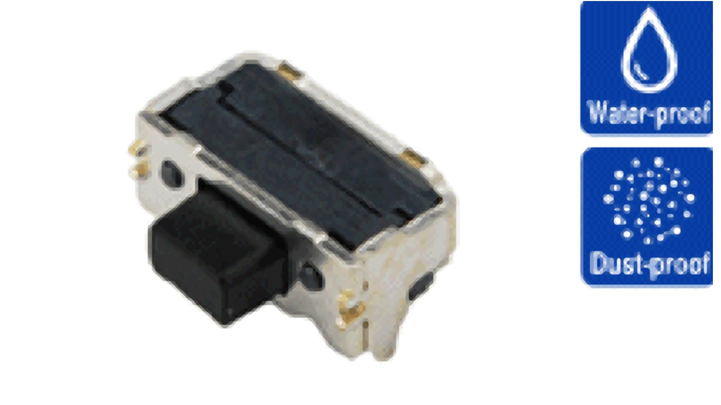 IP67 Black Button Tactile Switch, SPST 50 mA 0.95mm Surface Mount