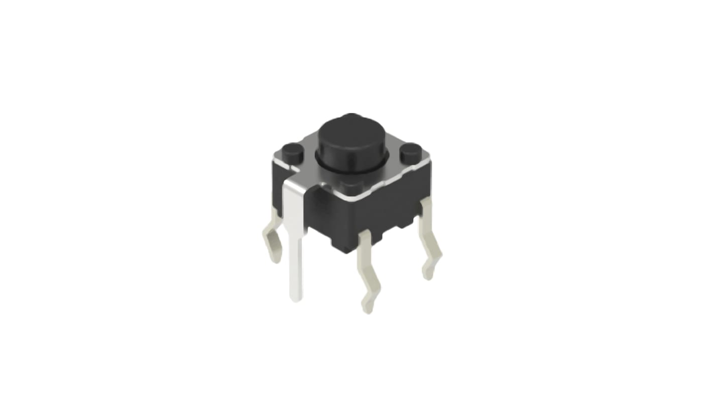 Black Cap Tactile Switch, SPST 50 mA 1.4mm Snap-In