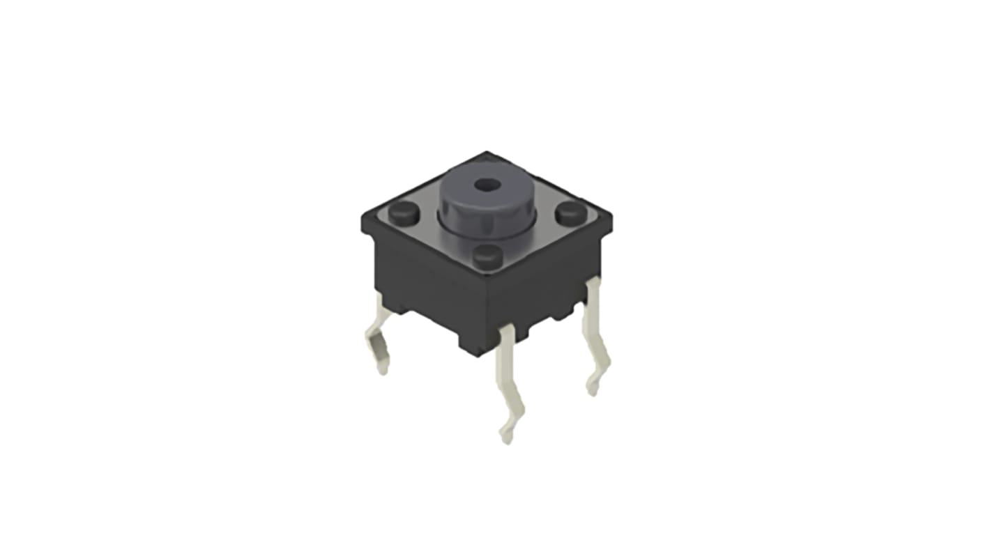 Grey Button Tactile Switch, SPST 50 mA 1.3mm Snap-In