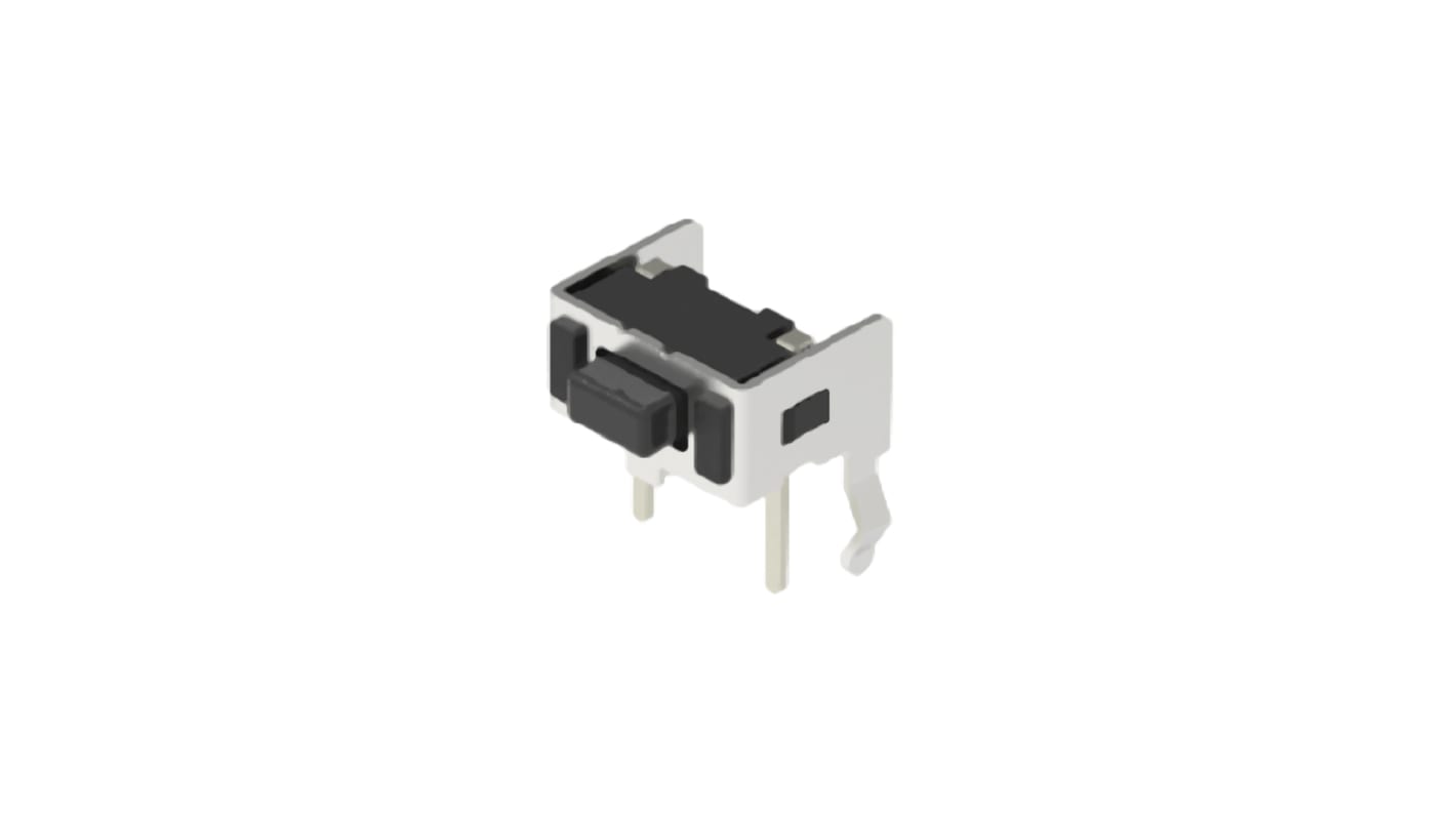 Black Button Tactile Switch, SPST 50 mA Snap-In