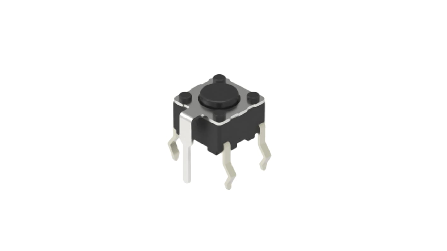 Black Cap Tactile Switch, SPST 50 mA 0.7mm Snap-In