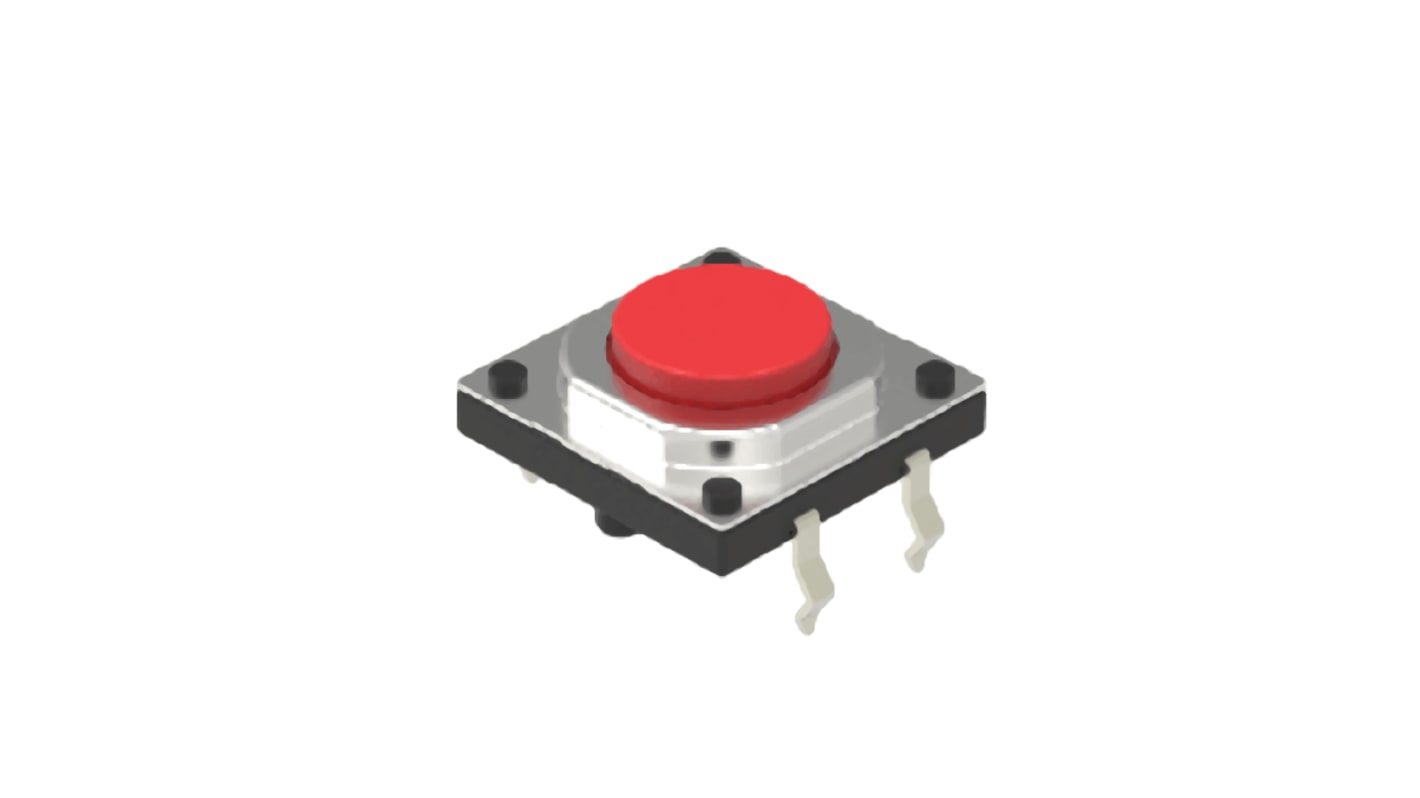 Alps Alpine Red Cap Tactile Switch, SPST 50 mA Snap-In