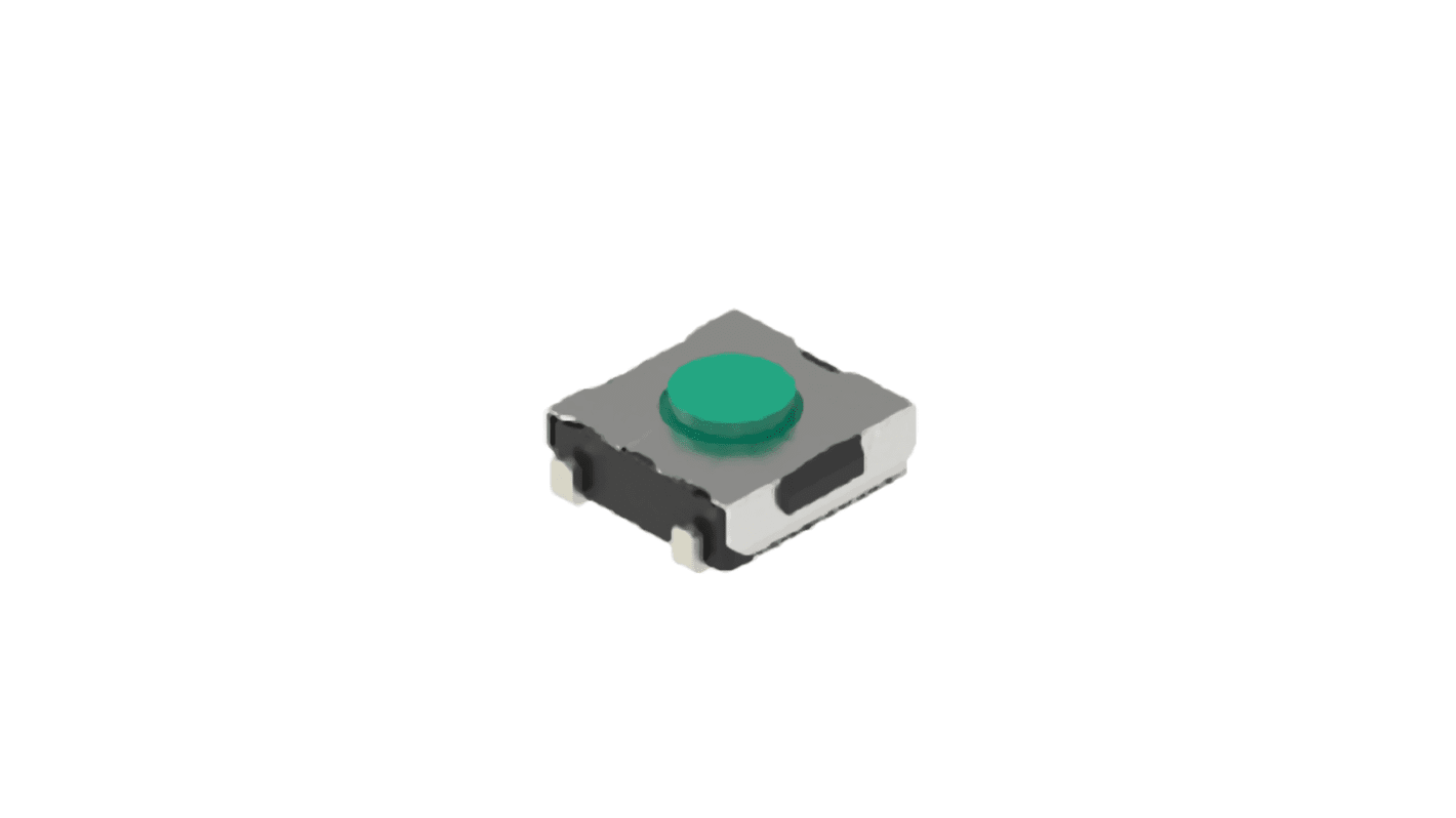 Alps Alpine Green Button Tactile Switch, SPST 50 mA 0.5mm Surface Mount