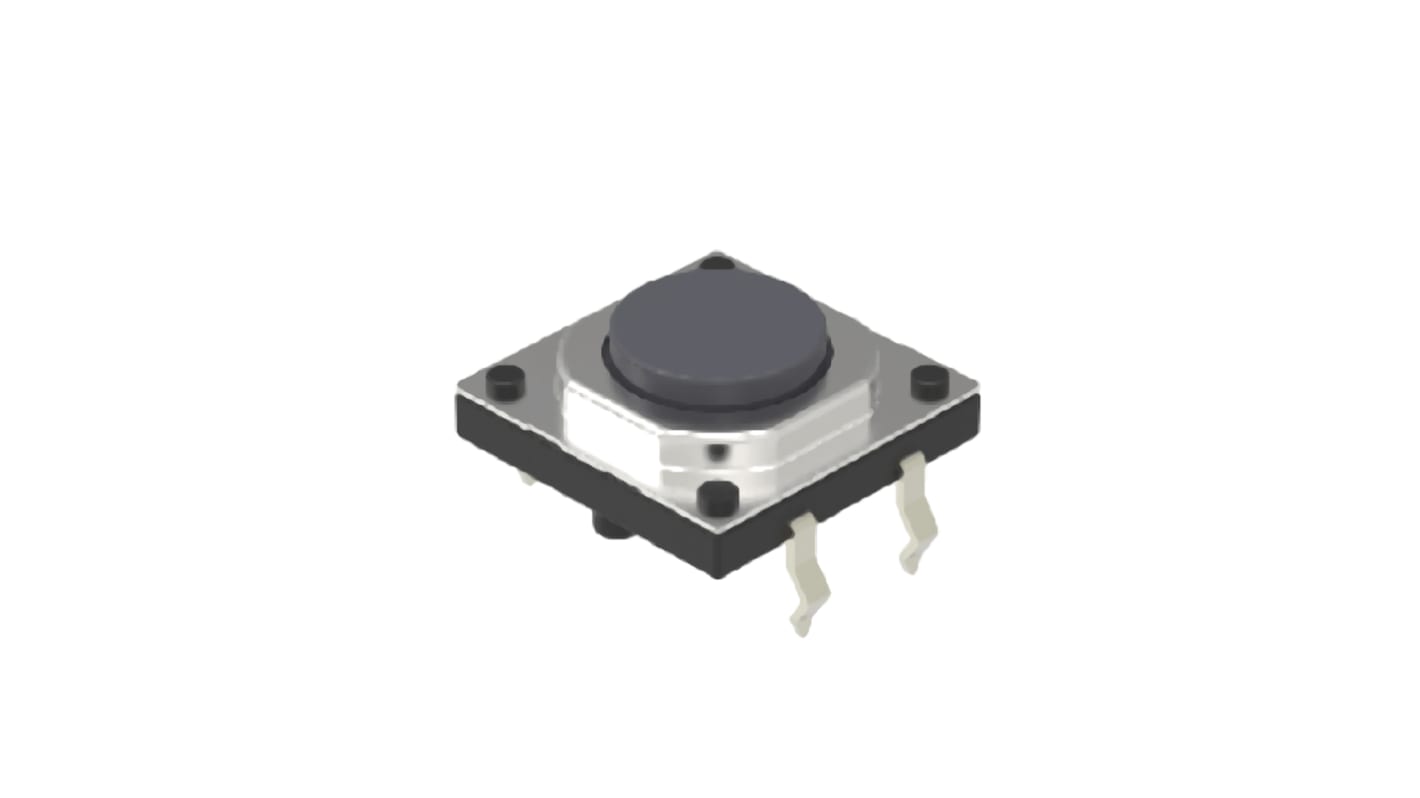 Grey Cap Tactile Switch, SPST 50 mA Snap-In