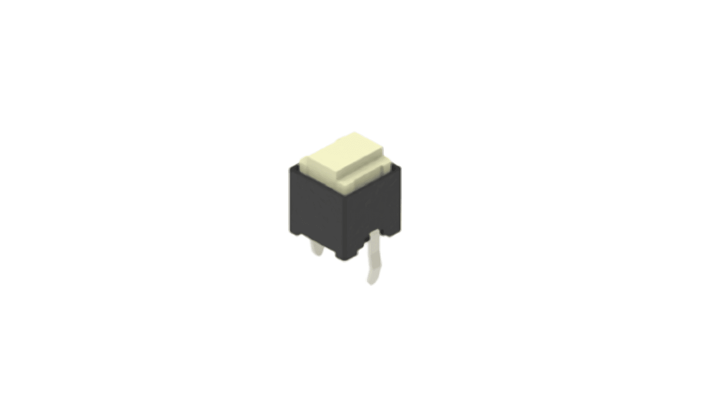 Ivory Cap Tactile Switch, SPST 5 mA 1.5mm Snap-In