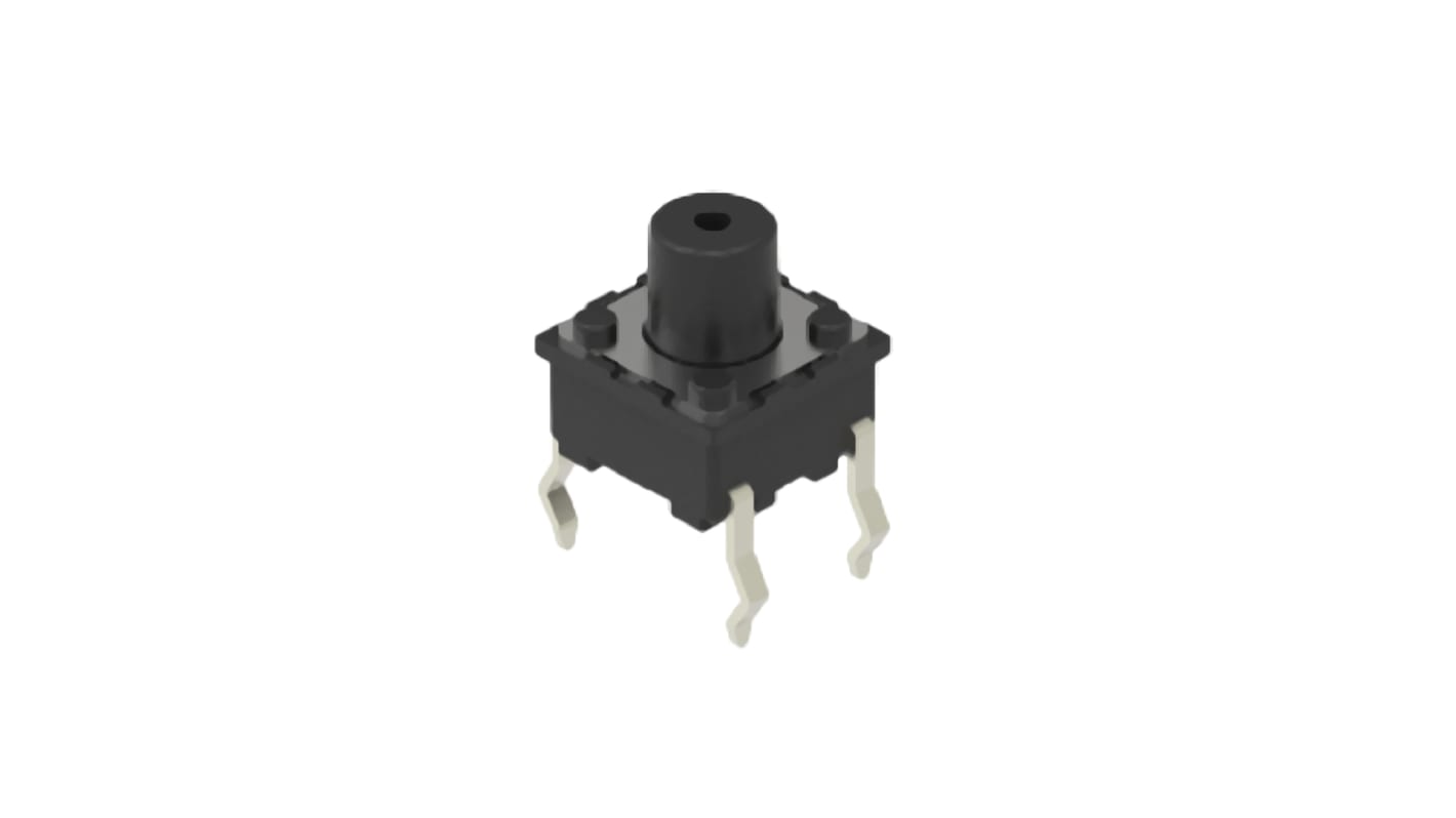 Black Button Tactile Switch, SPST 50 mA 3.3mm Snap-In