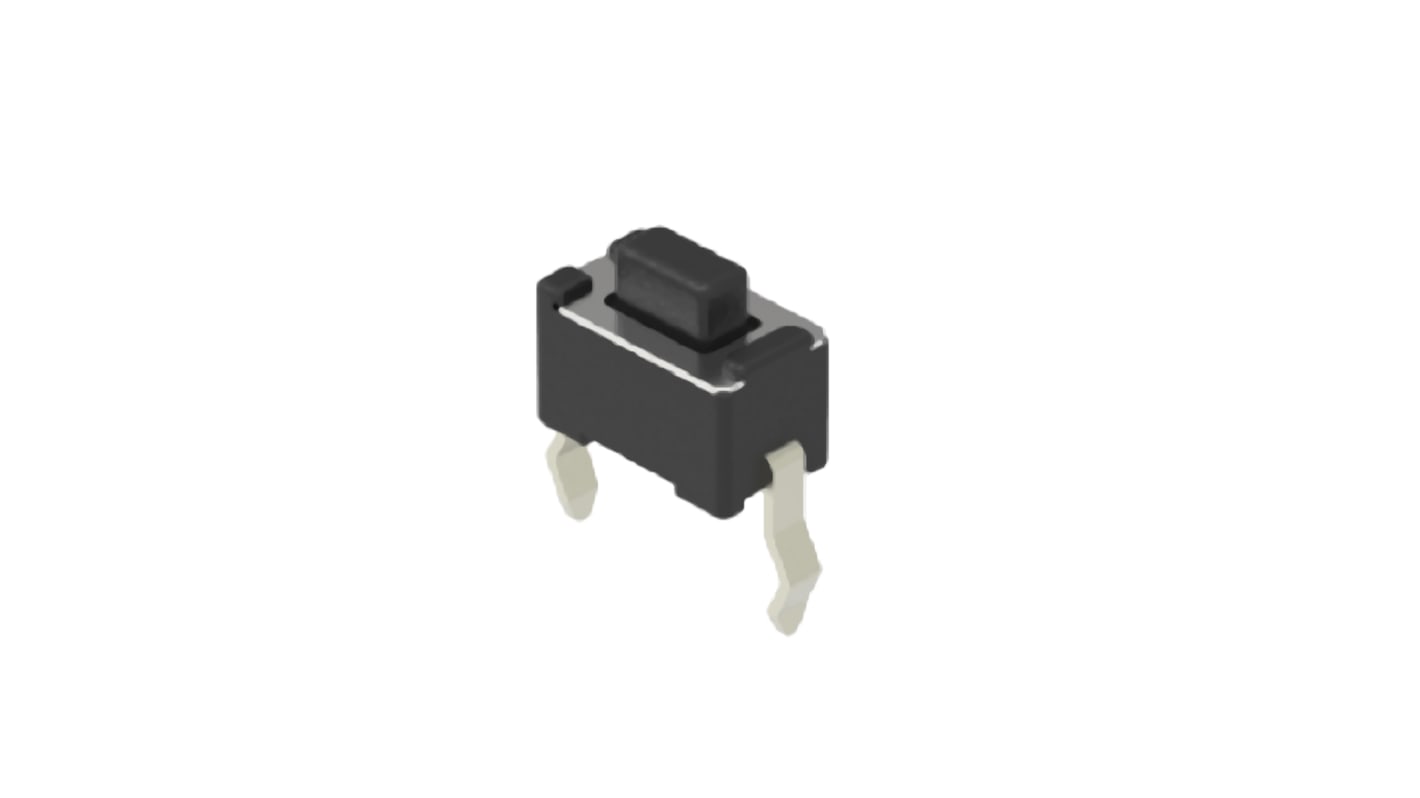 Black Button Tactile Switch, SPST 50 mA 1.5mm Snap-In