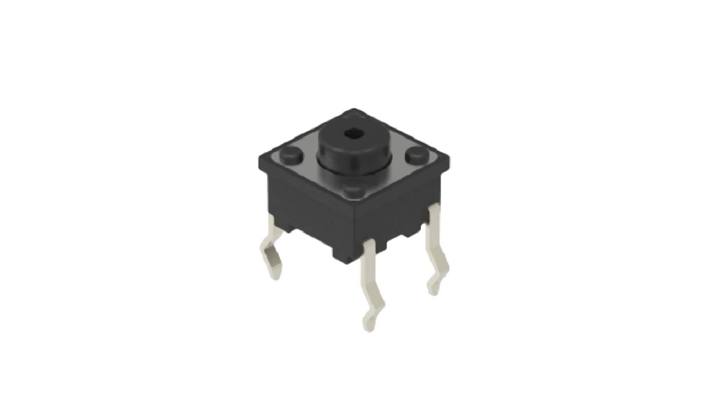 Black Button Tactile Switch, SPST 50 mA 1.3mm Snap-In