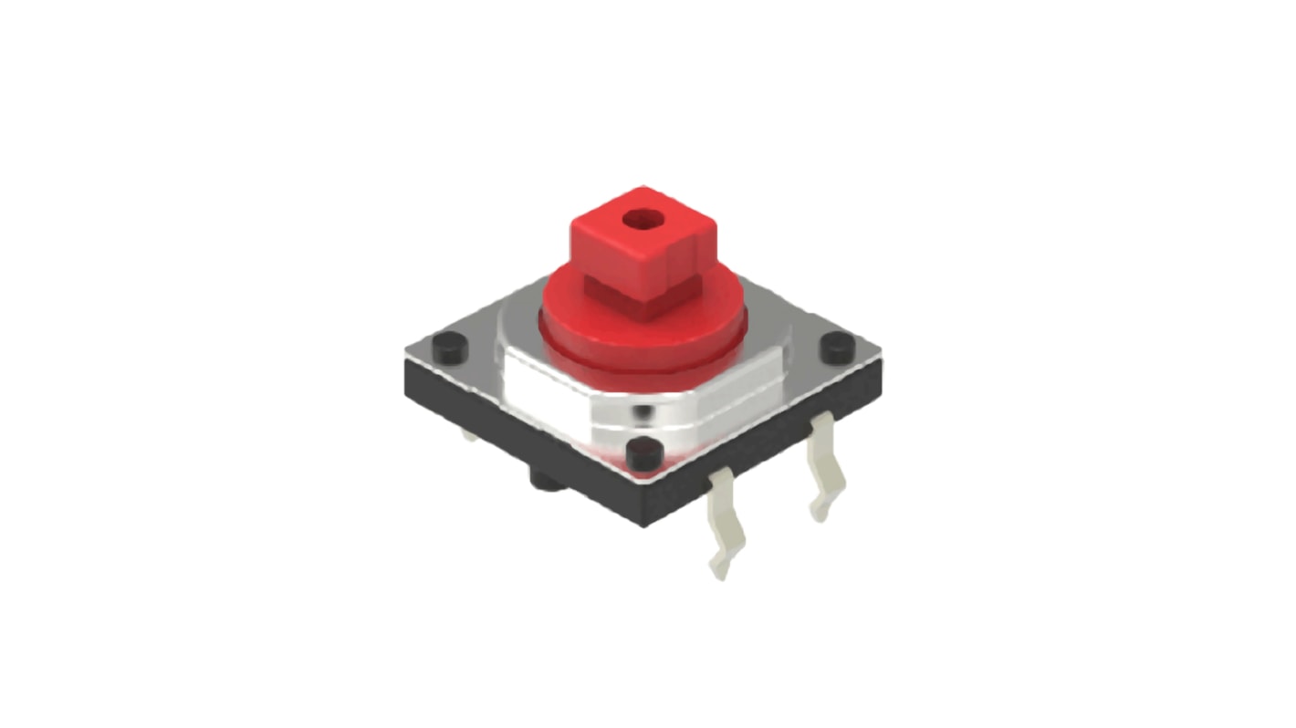 Red Cap Tactile Switch, SPST 50 mA 3mm Snap-In