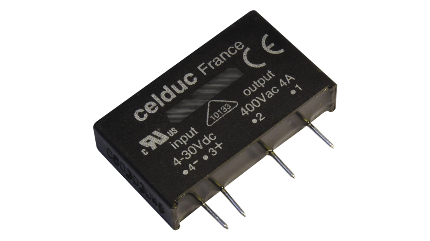 Celduc SK Series Solid State Relay, 5 A Load, PCB Mount, 460 V ac Load, 10 V dc Control