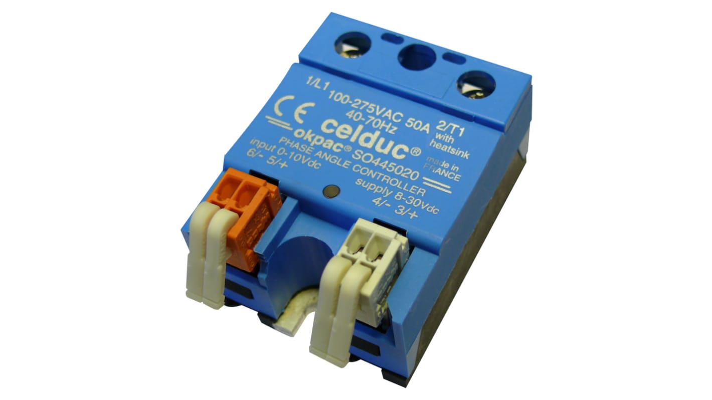 Relé de estado sólido Celduc SO4 SO4 de 1 polo, control 0 → 10 V dc, carga 200 → 480V ac, 125 A máx.,