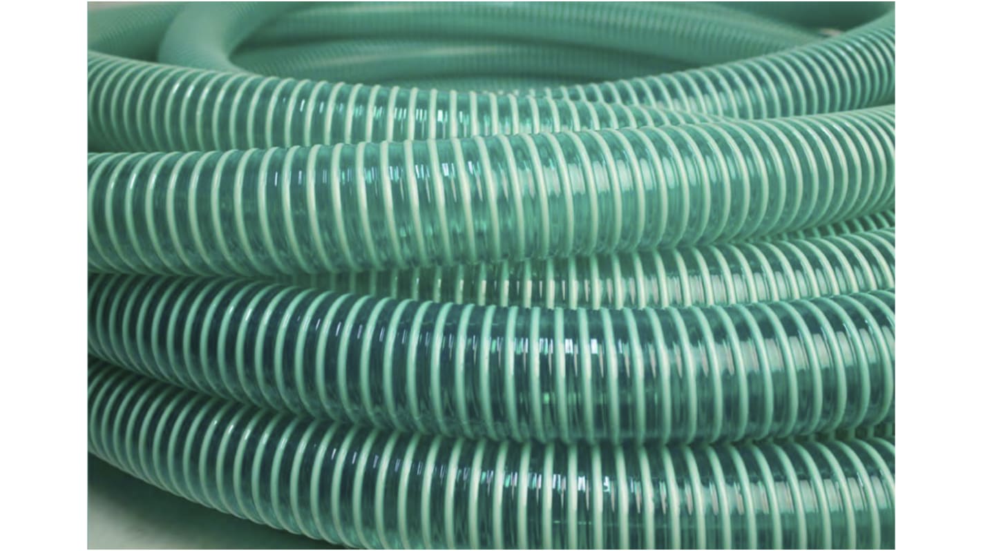 RS PRO PVC, Hose Pipe, 51mm ID, 60.2mm OD, Green, 10m