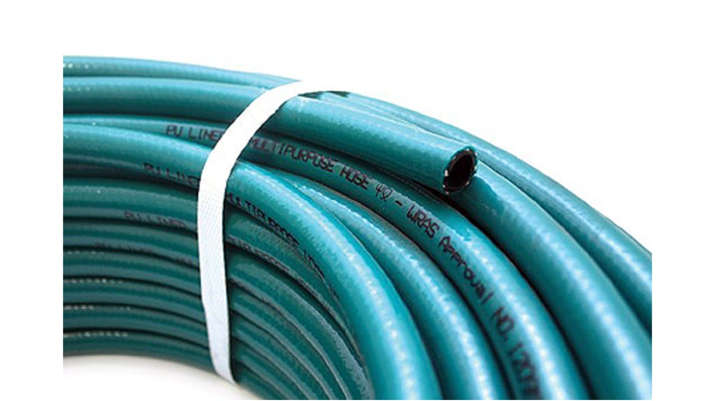 RS PRO Hose Pipe, PUR, 8mm ID, 12mm OD, Green, 60m