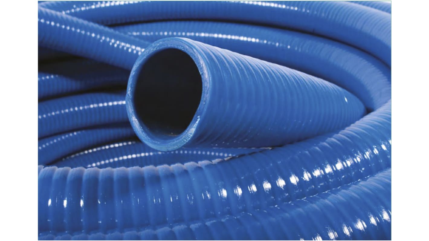 RS PRO Hose Pipe, PVC, 25mm ID, 33.8mm OD, Blue, 10m