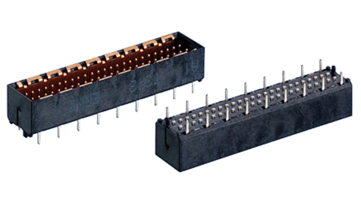 ERNI MicroSpeed Series Vertical Surface Mount, Through Hole PCB Header, 50 Contact(s), 1mm Pitch, 2 Row(s), Shrouded