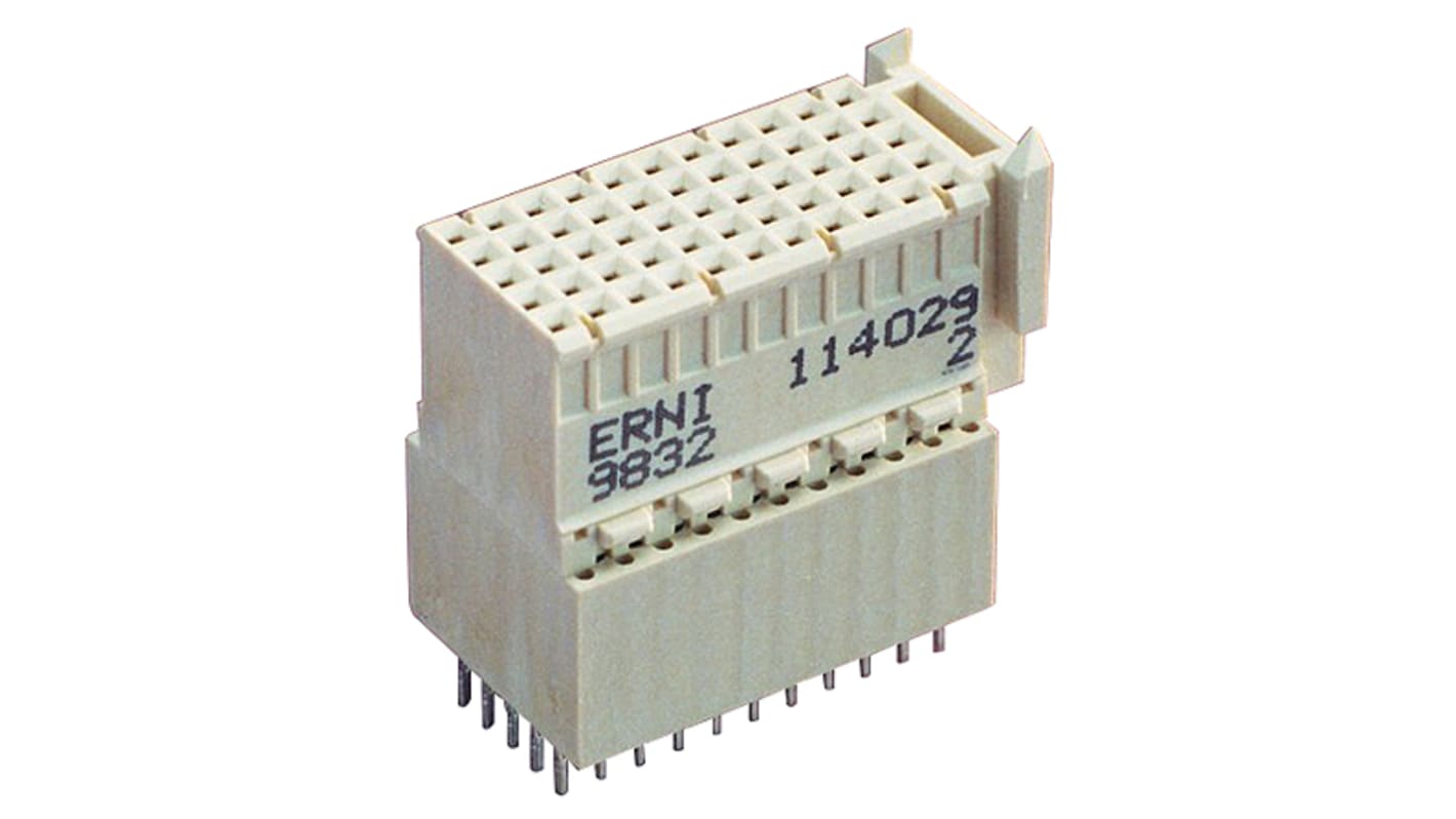 ERNI motherboard-konnektor, ERmet Serien, 2mm Afstand, 55-Polet, 5 Rækker, Vertikal, Hun, Press Fit Terminal, 1.5A