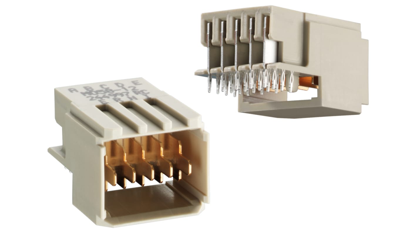 ERNI motherboard-konnektor, ERmet Serien, 2mm Afstand, 5-Polet, 4 Rækker, Vertikal, Hun, Press Fit Terminal, 11.3A