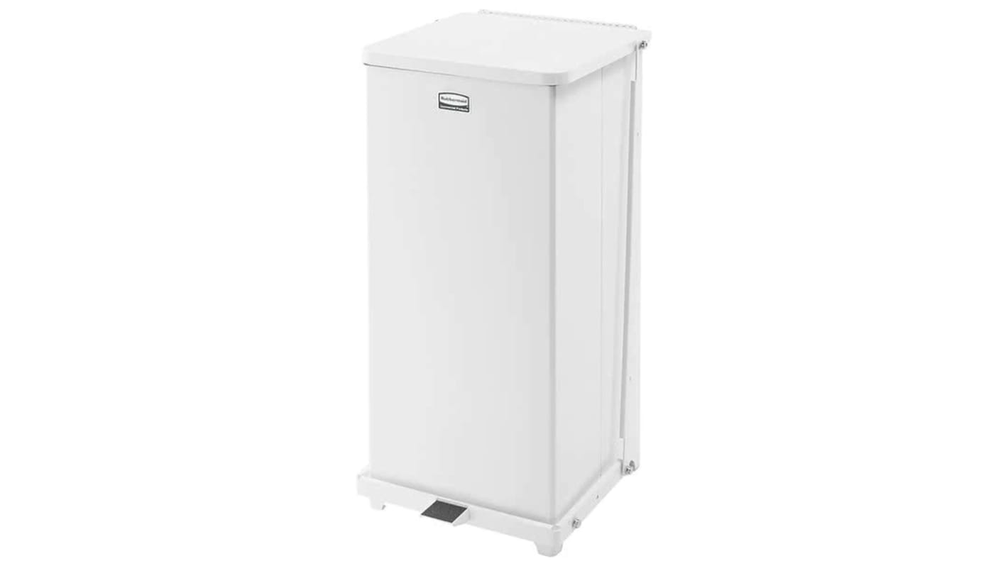 Rubbermaid Commercial Products 49L White Pedal Galvanised Steel Waste Bin