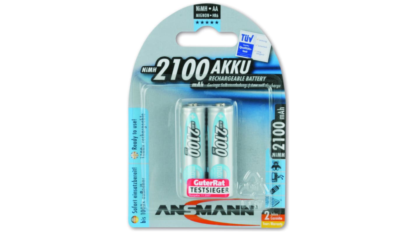 単三型充電池 Ansmann ニッケル水素 1.2V, 2.1Ah