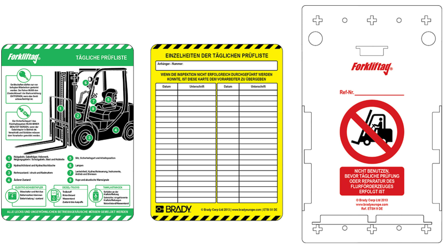 Zawieszka na wózek widłowy Niemiecki, Kit Contents 1 długopis, 10 uchwytów zawieszek Forkliftag, 10 wkładów zawieszek