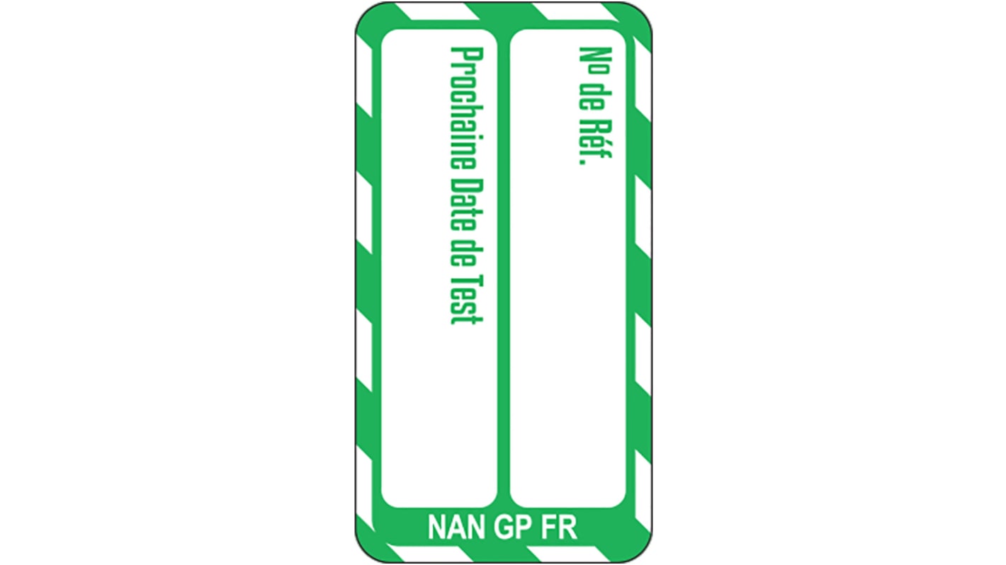 Brady White on Green Safety Inspection Tag, French Language, 20 per Pack