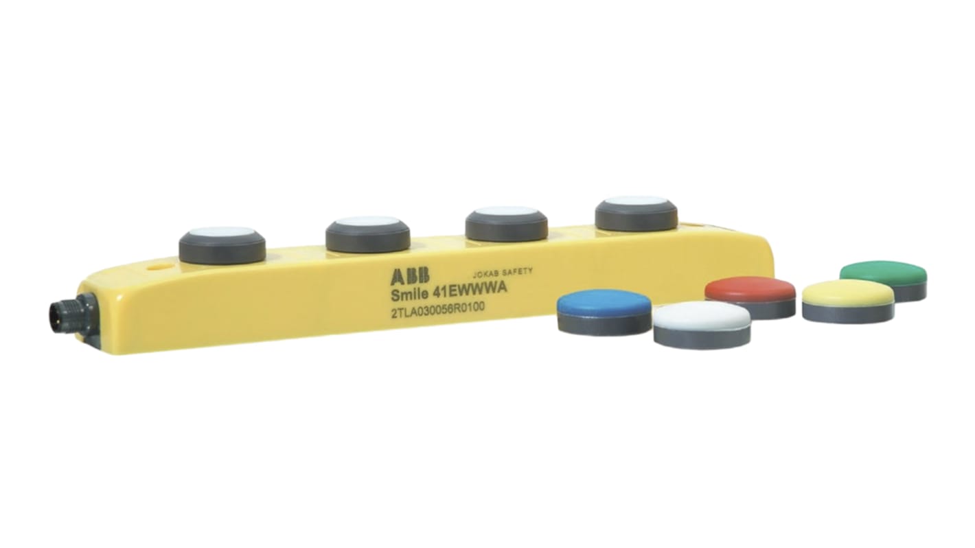 ABB Maintained, Momentary Push Button Control Station - 3NO/1NC, 3 Cutouts, Blue, Green, Red, White, Yellow, IP65