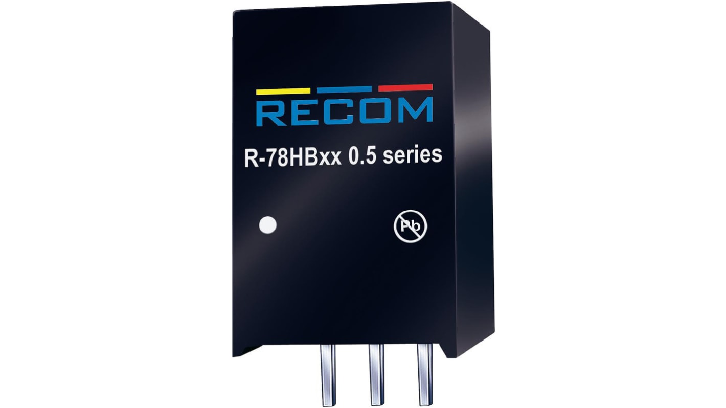 Recom DC-DC Switching Regulator, Through Hole, 12V dc Output Voltage, 17 → 72V dc Input Voltage, 500mA Output