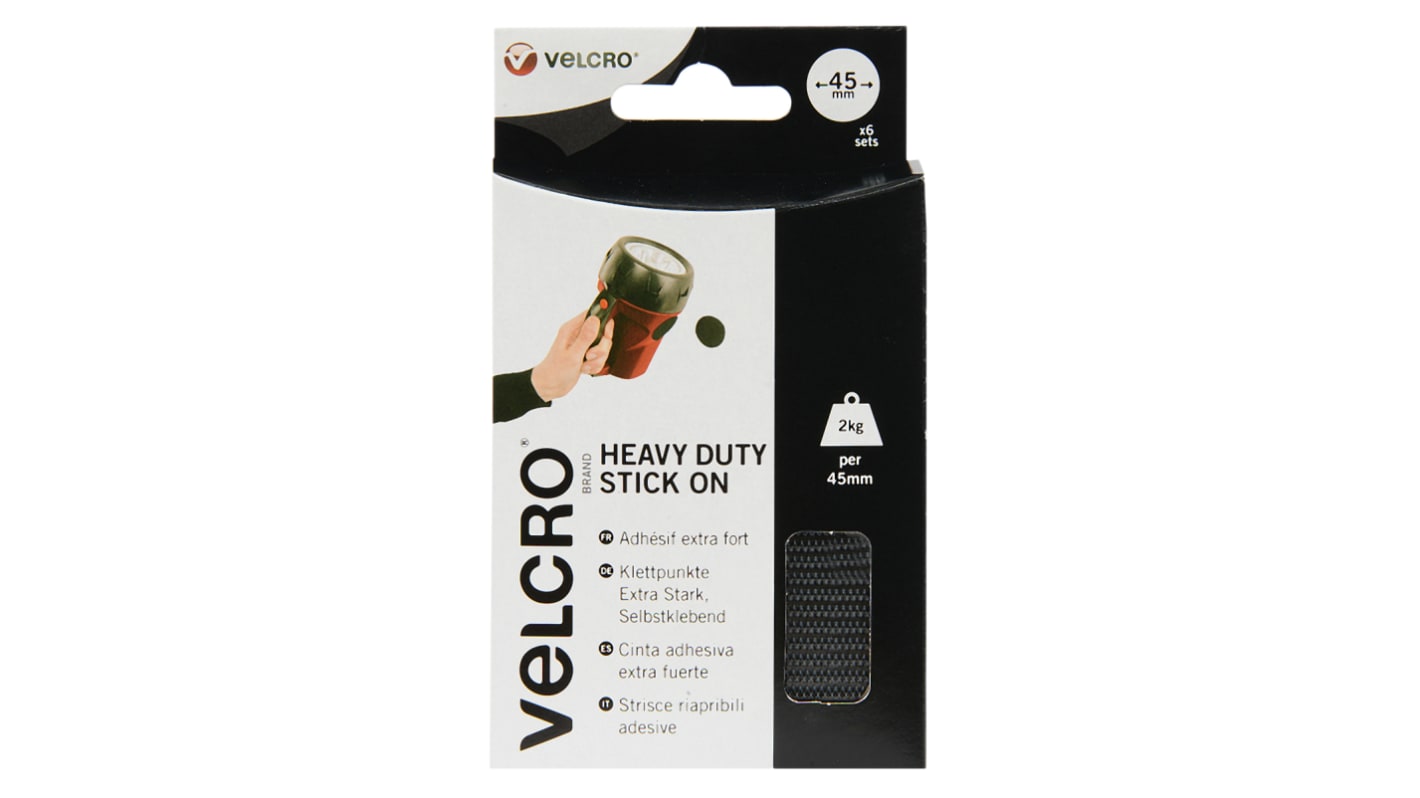 Velcro Black Hook & Loop Tape, 45mm x 45mm