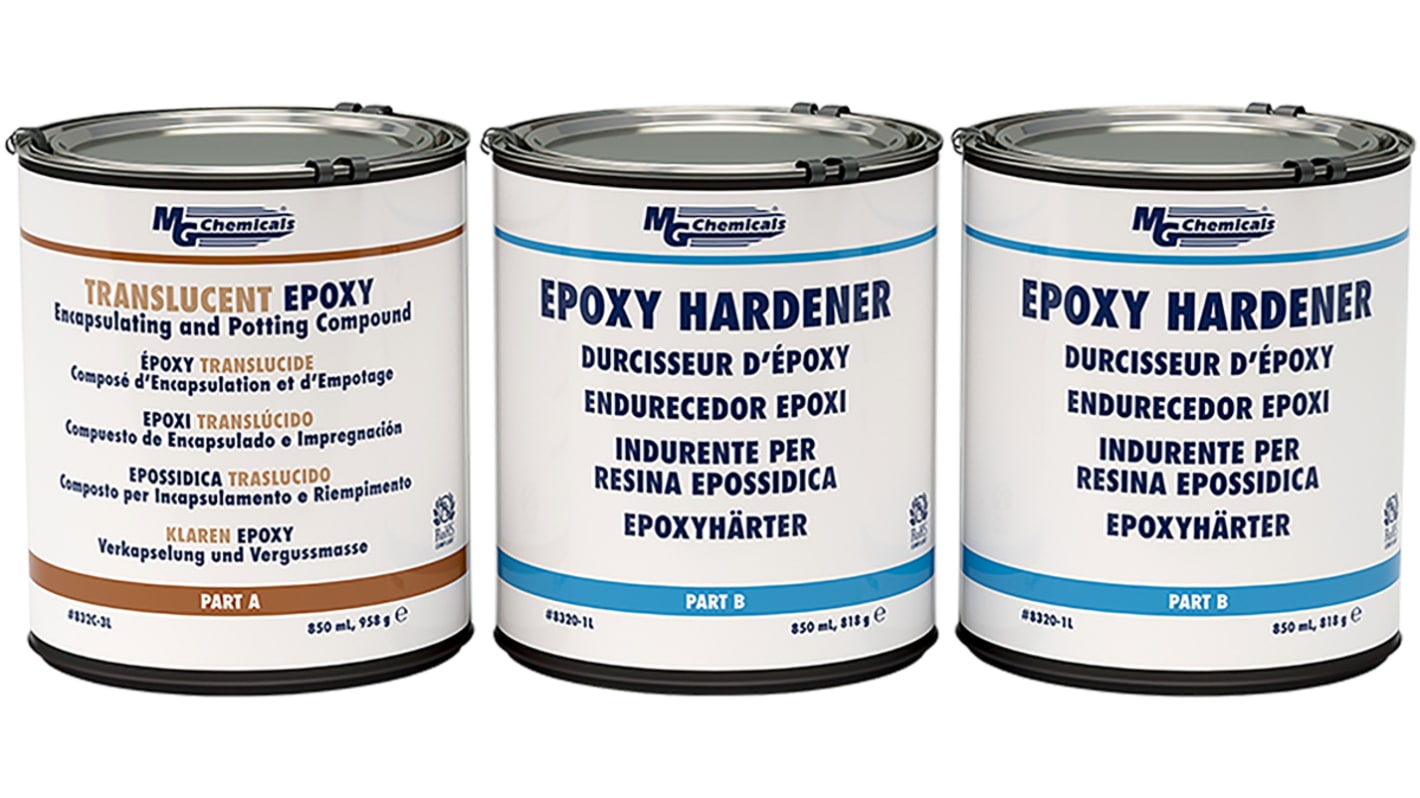 Adhesivo de resina epoxi Translúcido de Epoxi MG Chemicals, Encapsulado de 3 l, cura 35 min → 24 h