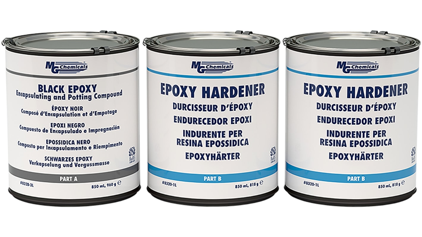 Adhesivo de resina epoxi Negro de Epoxi MG Chemicals, Encapsulado de 2,55 L, cura 35 min → 24 h