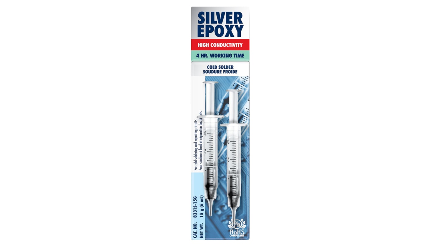 MG Chemicals 8331S Silver Epoxy – Electrically & Thermally Conductive – 2-Part, 4-Hour Work Time – 15g Dual Syringe