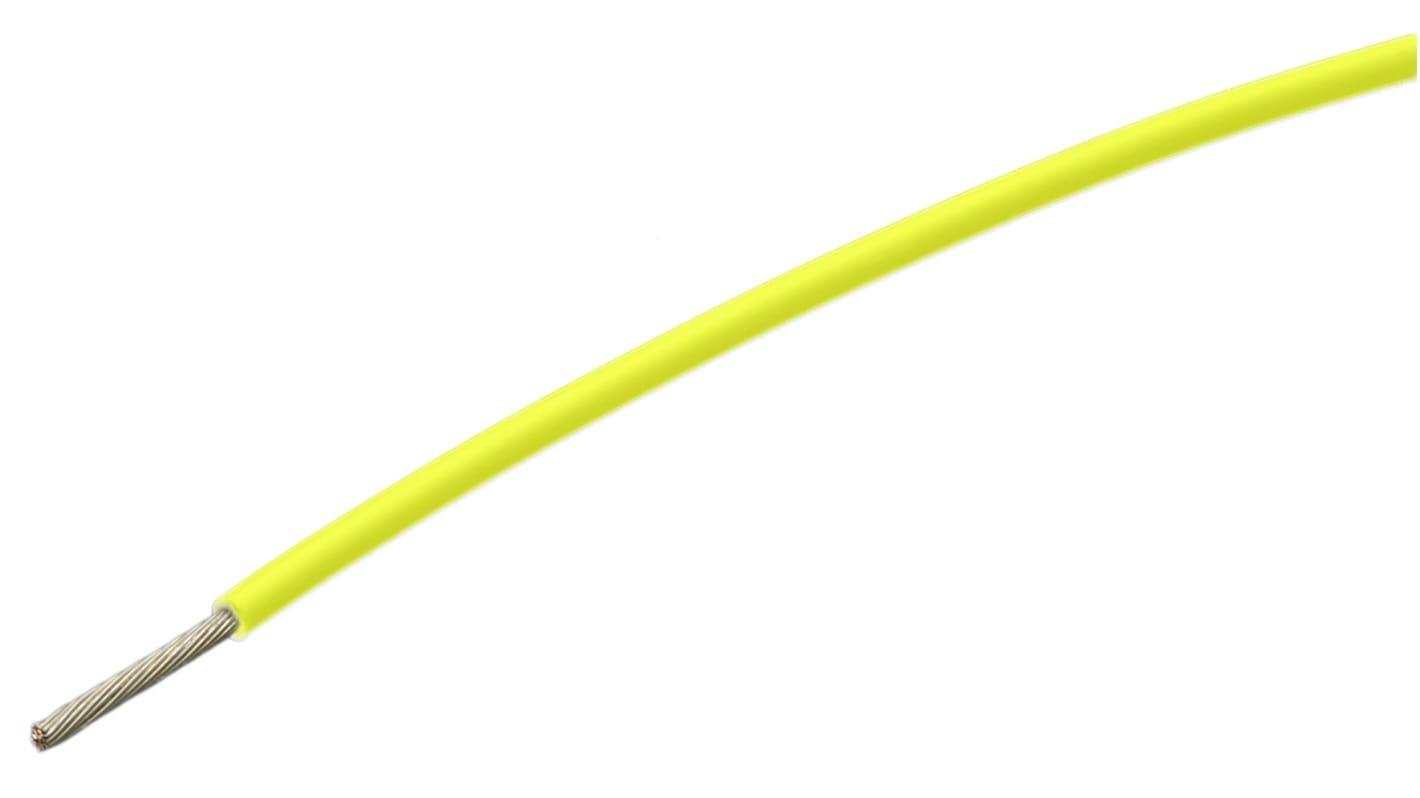 TE Connectivity 44A Series Yellow 0.33 mm² Hook Up Wire, 22 AWG, 19/34 AWG, 100m, Polyalkene Insulation