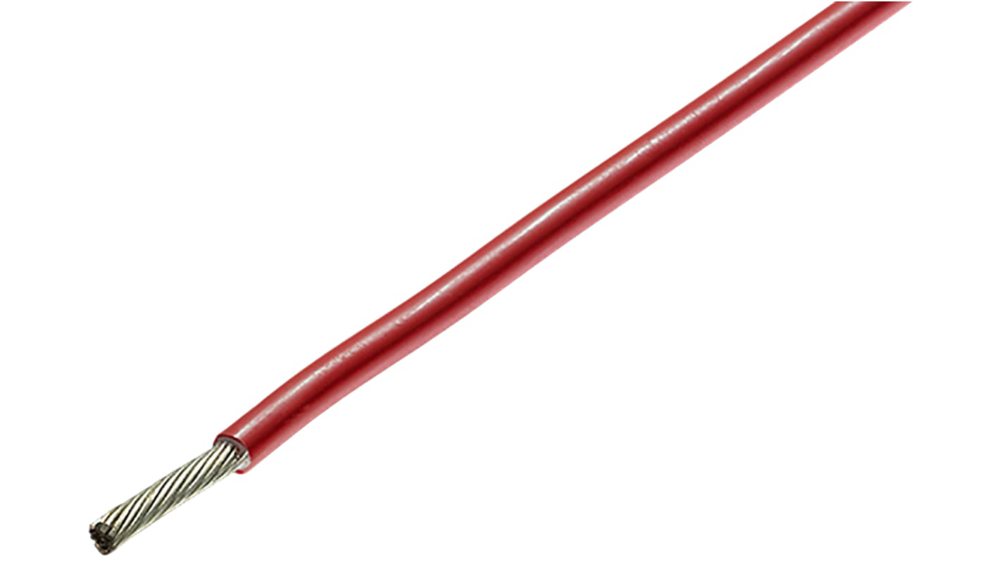 TE Connectivity 55A Series Red 1.3 mm² Hook Up Wire, 16 AWG, 19/0.287 mm, 100m, ETFE, Fluoropolymer Insulation