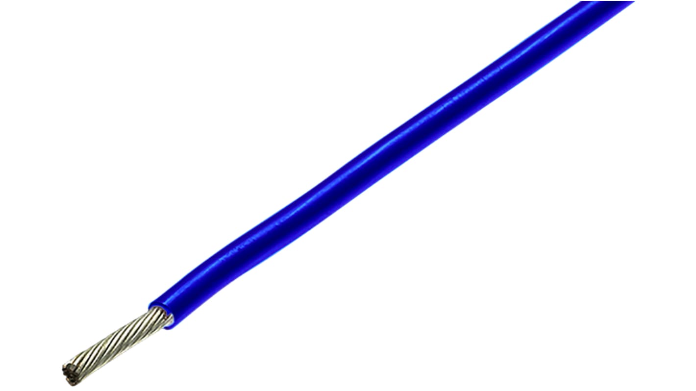 TE Connectivity Einzeladerleitung 0,22 mm², 24 AWG 100m Blau Polyester isoliert Ø 1.05mm 19/0,12 mm Litzen