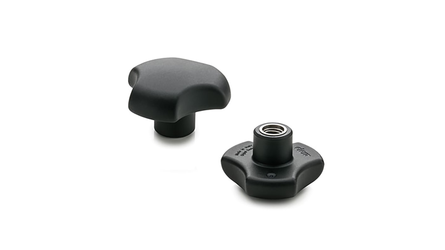 Elesa 167116 Black Multiple Lobes Clamping Knob, M5, Threaded Hole