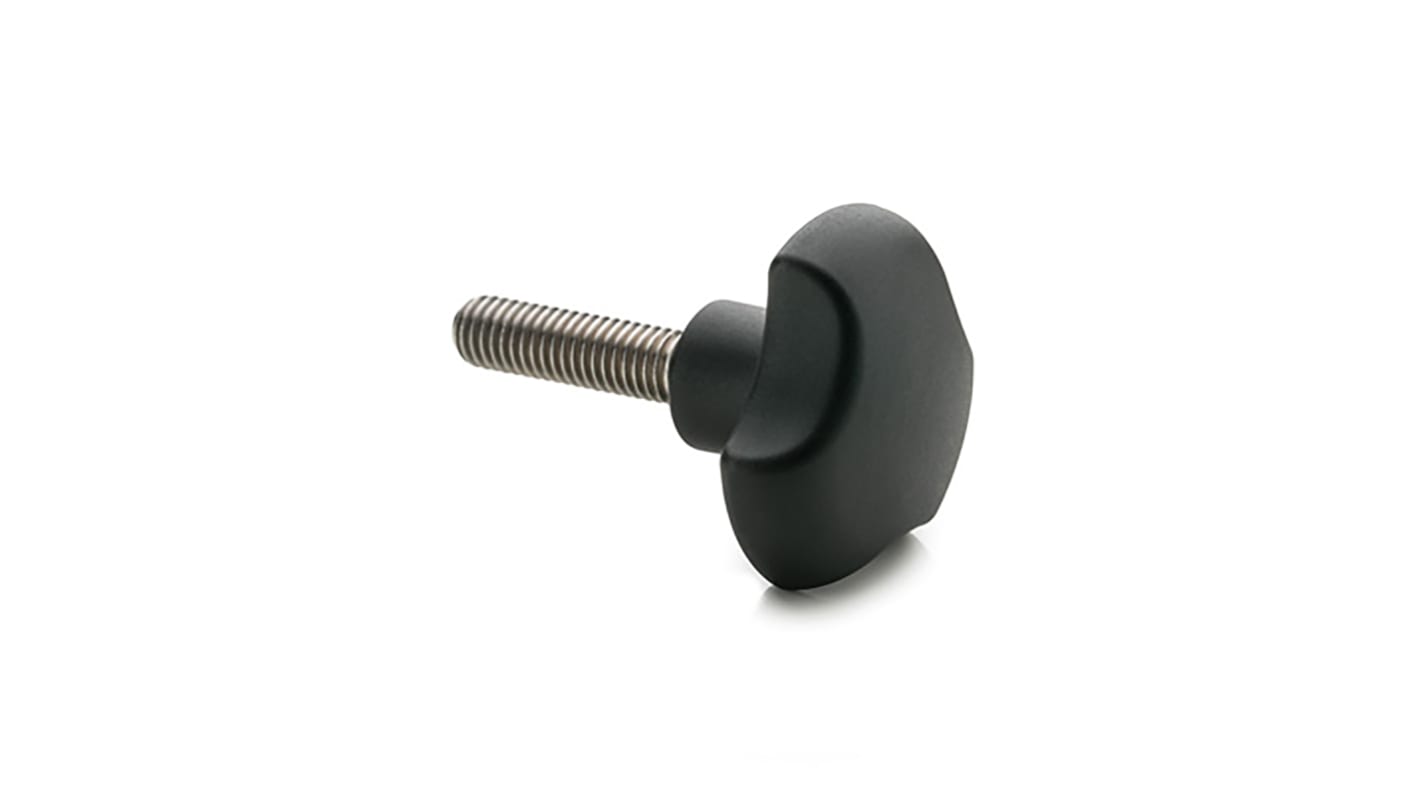 Elesa 167162 Black 3-Arm Clamping Knob, M5, Threaded Stud