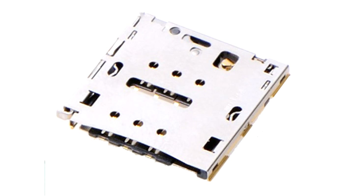 Conector para tarjeta de memoria Micro SIM Molex serie 505020 de 6 contactos, paso 1.1mm, 1 fila, montaje superficial