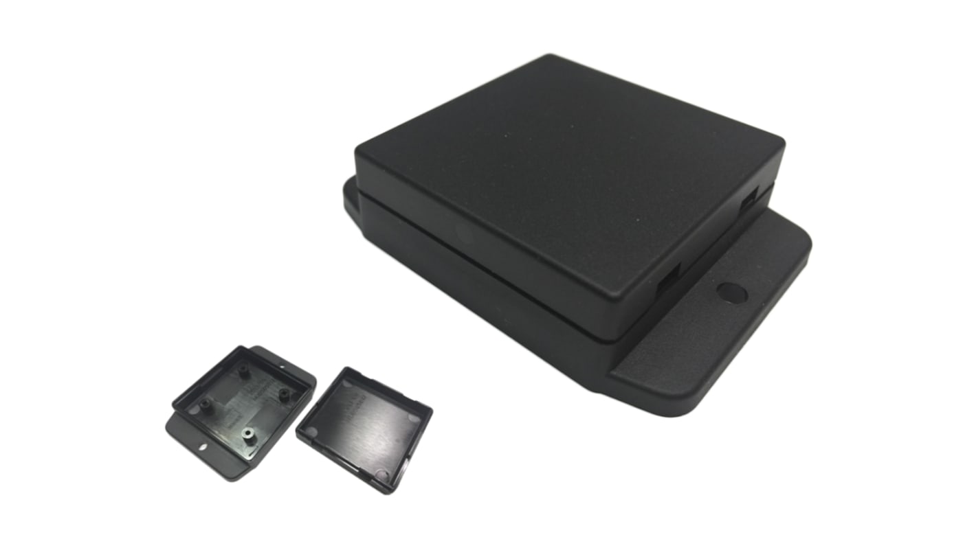 RS PRO Black ABS Enclosure, Flanged, Black Lid, 50 x 50 x 17mm