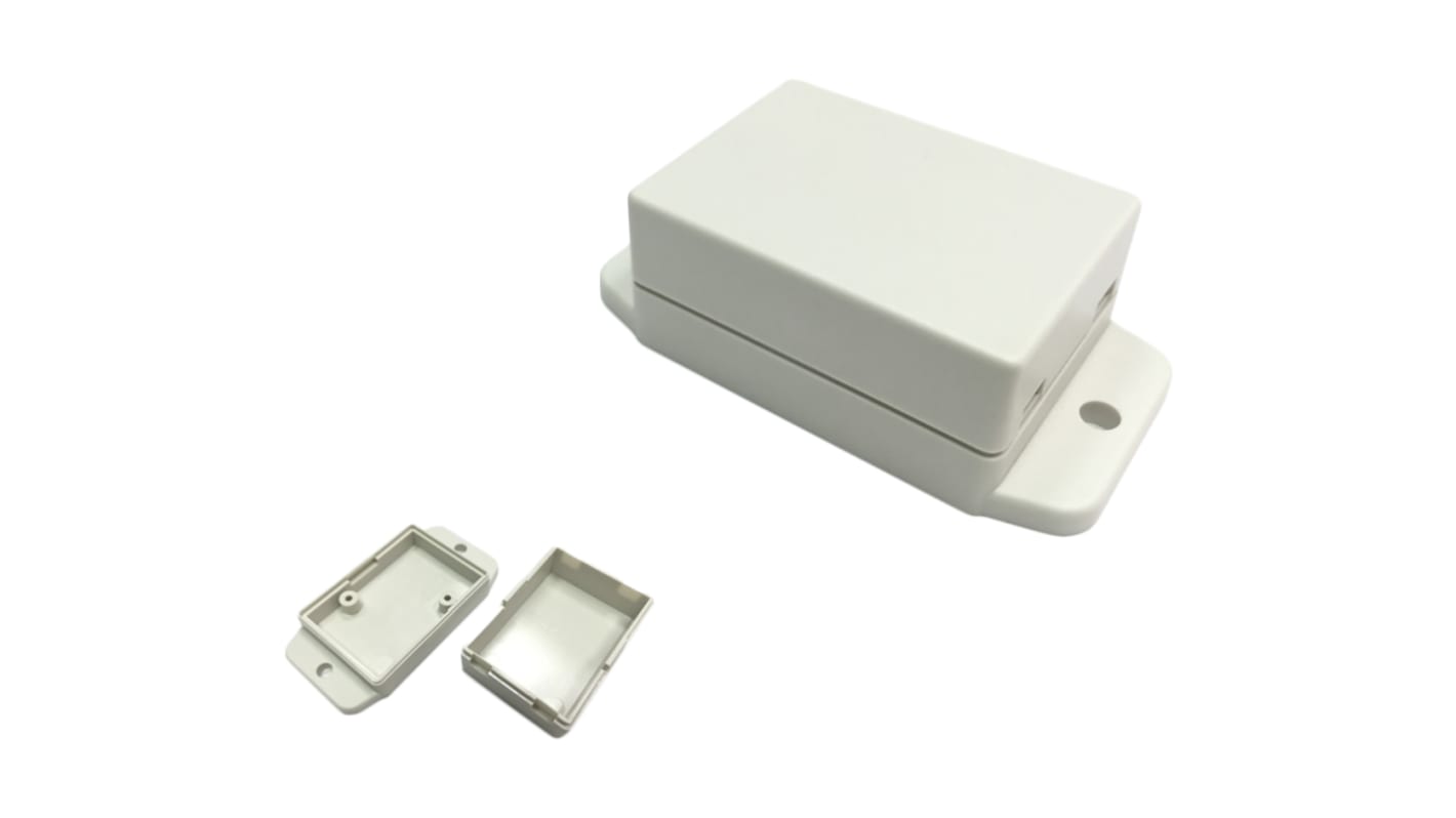 RS PRO White ABS Enclosure, Flanged, White Lid, 50 x 35 x 22mm