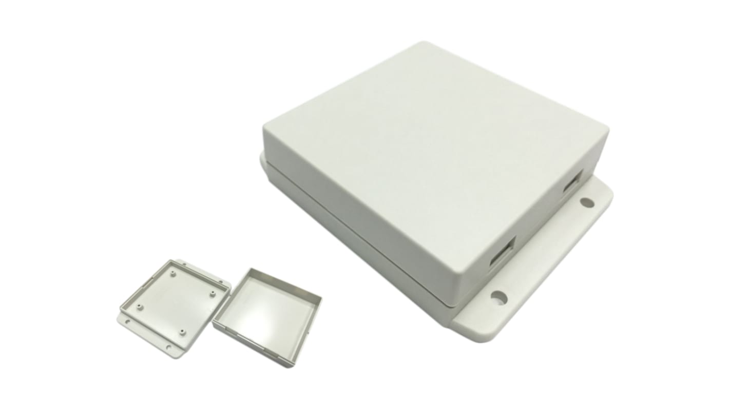 RS PRO White ABS Enclosure, Flanged, White Lid, 80 x 80 x 23mm