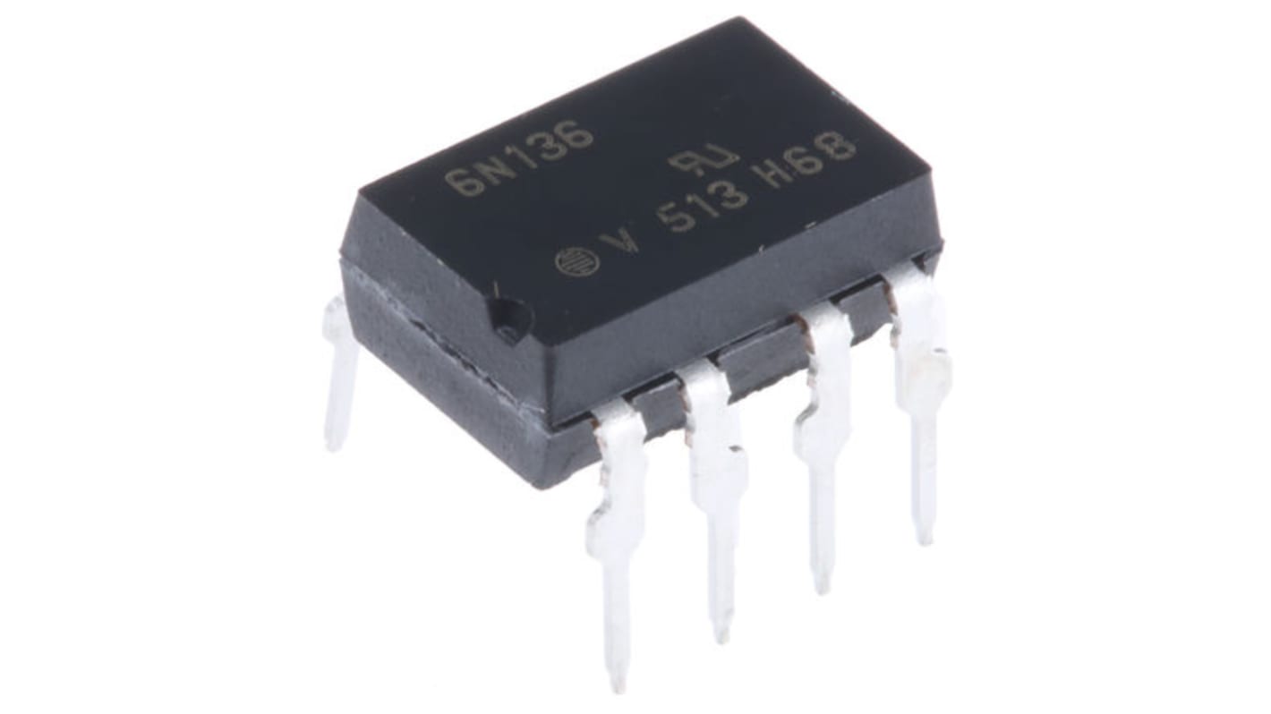 Vishay 6N136 THT Optokoppler DC-In / Transistor-Out, 8-Pin DIP, Isolation 5300 V eff