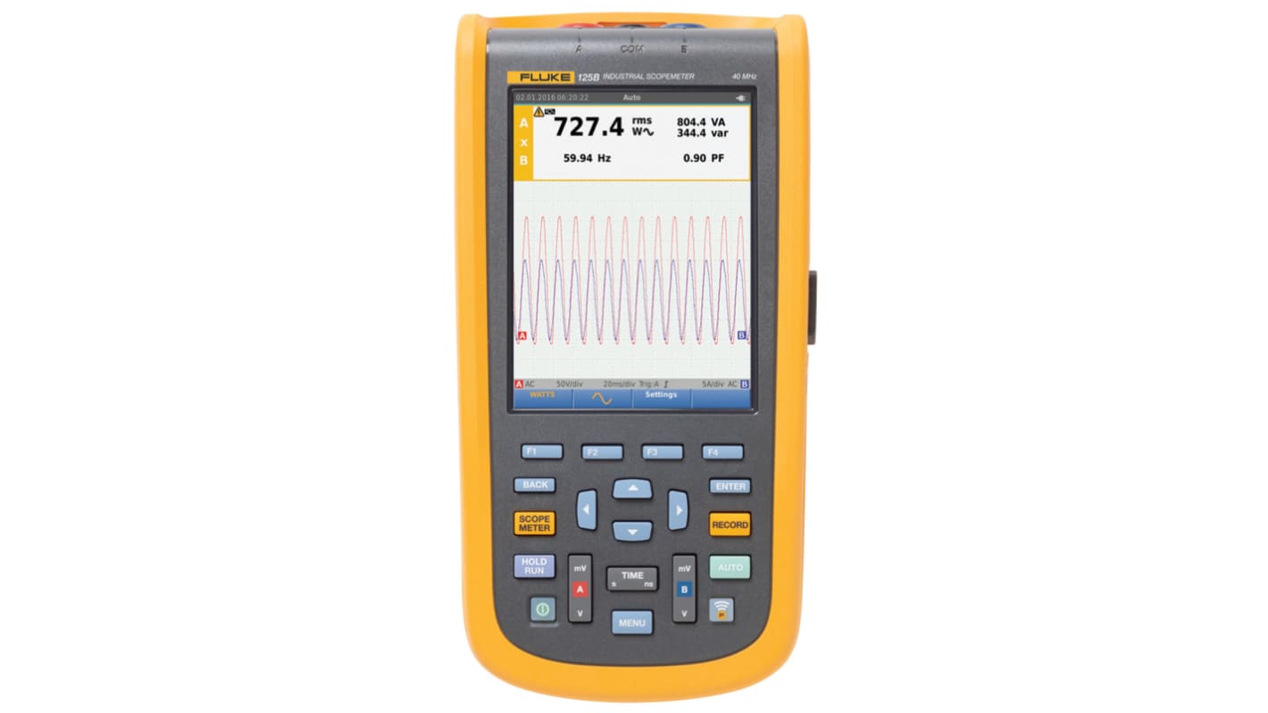 Fluke 125B ScopeMeter 120B Series Digital Handheld Oscilloscope, 2 Analogue Channels, 40MHz