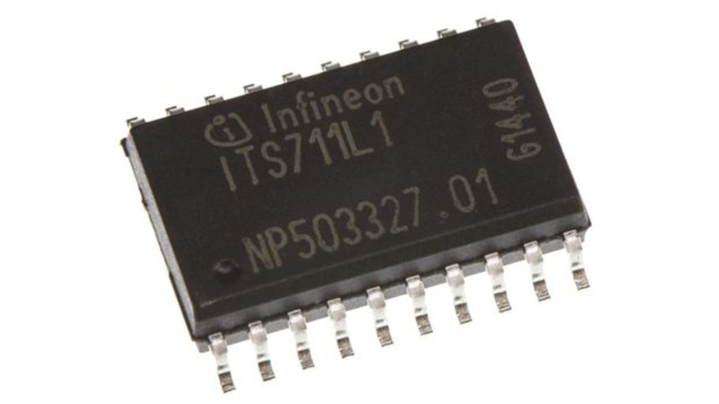 Interruptor de potencia inteligente ITS711L1FUMA1, 4 canales, Interruptor de lado alto 5 → 34V 4.4A SOIC 20 pines